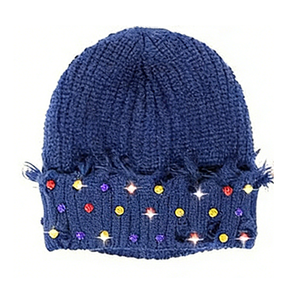 Gorro de punto con pedrería y perlas para mujer, cálido para invierno, de color sólido, elástico, transpirable, a prueba de viento, protección solar - Product Image 5