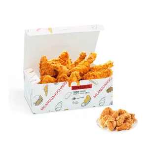 Sekali Pakai Grosir Kustom Mengambil Kemasan Kotak Makan Siang Kertas Kotak Ayam Goreng untuk Makanan Cepat Saji