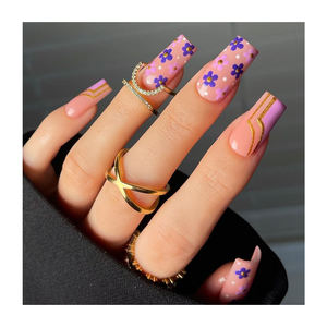 Bâton 3d sur l'ongle impression fleur cercueil or tourbillon paillettes dégradé Ombre <span class=keywords><strong>Faux</strong></span> <span class=keywords><strong>Ongles</strong></span> rose imperméable réutilisable <span class=keywords><strong>Faux</strong></span> <span class=keywords><strong>Ongles</strong></span> - Product Image 1