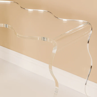 Table Console Acrylique Transparente avec Jambe Ondulée Design Moderne pour Décor À La Maison Plante Affichage Magazine Stockage Gain De Place