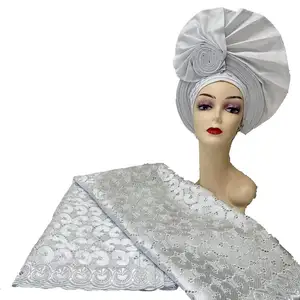 瑞士瑞士非洲棉瑞士薄纱蕾丝合奏和汽车盖勒头饰头巾帽