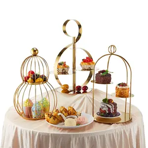 Customized Hotel Supplies Catering Display Cafeteria Equipment Afternoon Tea Stand Buffet Table Birdcage Cake Stand Cake Stand