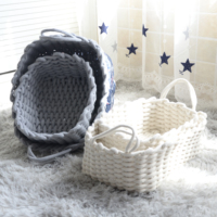 Panier de rangement tissé, de petite taille, en coton, décoration nordique, pour vêtements sales, panier en coton