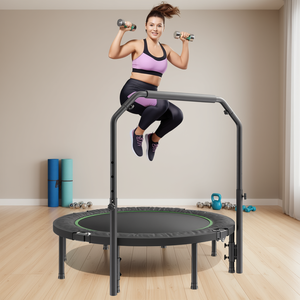 Mini trampoline pliable 52 pouces avec poignée pour exercices cardio à domicile, usage intérieur adulte - Product Image 2