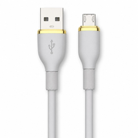 Kabel Data Pengisian Cepat USB-A ke Micro USB 1m TPE dengan Konektor Cincin Berlapis Emas, Kabel Sinkronisasi Tahan Lama