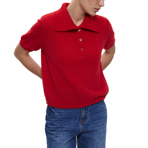 Moda <span class=keywords><strong>manga</strong></span> corta Polo cuello ahueca hacia fuera el suéter de <span class=keywords><strong>punto</strong></span> de la señora de verano Casual Puffed <span class=keywords><strong>manga</strong></span> de <span class=keywords><strong>punto</strong></span> camiseta de las mujeres - Product Image 2