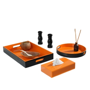Elegante bandeja de servir de laca artesanal Minh Giang con acabado artístico para decoración del hogar y exhibición profesional de alimentos. - Product Image 1