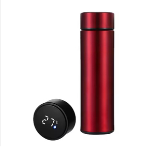 Bouteille isotherme en acier inoxydable à double paroi de 500 ml avec affichage LED noir de la température et gobelet à vide. - Product Image 4