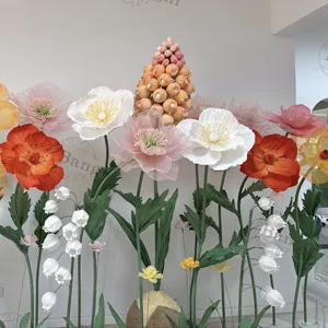 Ganzes riesiges Hyazinth-Poppy-Set aus Papier künstliche Blumen Hochzeitsdekoration Partyzubehör Hintergrund Geschenk-Vorlage
