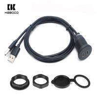 Cable de panel negro con doble puerto USB 3.0 macho y doble USB-C hembra trenzado para montaje en panel, para escáner de código de barras de computadora