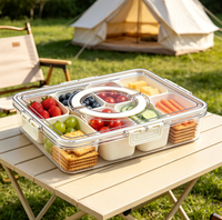 Plateau de service divisé en 8 compartiments, boîte à collation portable, récipient alimentaire pour fruits, légumes, collations pour enfants et adultes