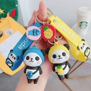 Porte-clés et pendentif de sac créatif et mignon en forme de panda fruit, en PVC, anti-perte, pour voiture, cadeau pour les amoureux, vente en gros - Product Image 3