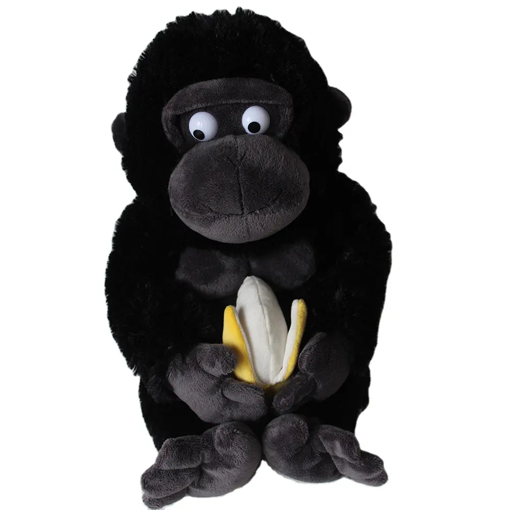 Новый дизайн, черный плюшевый орангутан, милая модная мягкая плюшевая игрушка, обезьяна с бананом