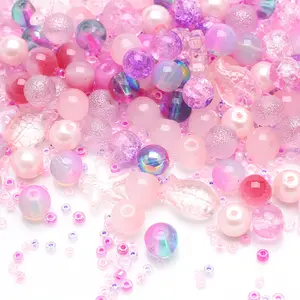 Pandahall 50g perle di vetro ceco rotonde colorate di dimensioni miste