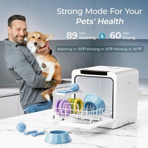 Lave-vaisselle de comptoir Euhome 5L avec réservoir d'eau intégré, mini lave-vaisselle portable avec 8 programmes, commande tactile, blanc et noir - Product Image 4
