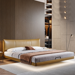 <span class=keywords><strong>Lit</strong></span> flottant moderne italien, cadre en acier inoxydable XL, tricot circulaire, rembourrage en fil, élégant, durable, chambre principale, double - Product Image 1