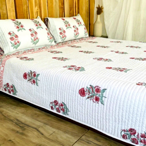Wholesale Hand Block Printed Knitted Eco-Friendly Cotton <b>Quilted</b> Bedspreads Bedcover - Product Image 1