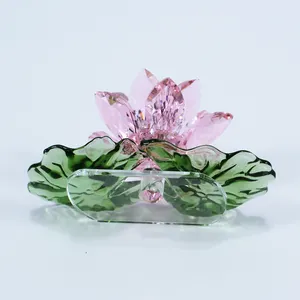 Vente en gros Figurine Rose en cristal Lotus en cristal Cadeaux fantaisie Anniversaire de Thanksgiving Fleur de Lotus en cristal Cadeaux d'artisanat