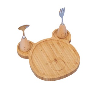 Assiettes en bois en forme d'animaux, design ours, écologiques, ensemble repas pour enfants, pour le petit-déjeuner et le déjeuner - Product Image 5