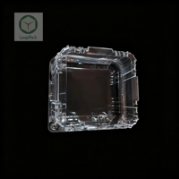 Boîte en plastique rectangulaire jetable de qualité alimentaire pour animaux de compagnie, avec logo en relief et couvercle transparent, pour l'emballage et la présentation de pain et de chips.