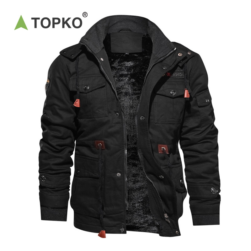 TOPKO Mens Outdoor Winter Padded Jacket Cotton Velvet American Army Cotton Jacket Men's Jacket