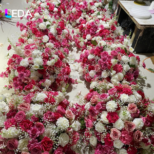 Ramo de Flores Artificiales de Seda LEDA de 70 cm, Color Blanco y Rosa, con Rosas y Paniculata, para Decoración de Bodas - Product Image 3
