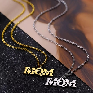 Collier pendentif <span class=keywords><strong>pour</strong></span> femme en acier inoxydable Niubei plaqué or 18 carats, chaîne à maillons tendance, série LOVE, Saint-Valentin, Noël - Product Image 2