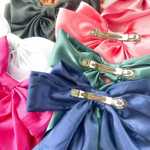 Jepit Rambut Satin Warna Solid Besar Buatan Tangan untuk Wanita dan Anak-anak, Pita, Jepit Pesta Musim Semi - Product Image 4