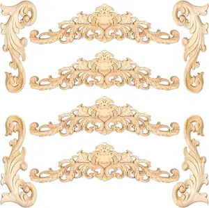 Apliques de madeira decorativos para móveis, apliques e onlays de madeira esculpida, 8 peças