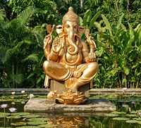 Statue de Ganesha à quatre bras en bronze coulé, style religieux antique, dimension personnalisable, pour temple ou salle.