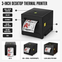 Imprimante d'étiquettes thermiques de bureau 3 pouces, double couleur rouge et noir, 203 dpi, pour étiquettes de prix et étiquettes adhésives