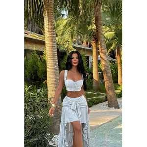 Conjunto de Dos Piezas de Moda Casual Niana, Top Holgado con Cuello de Solapa y Falda Corta, Ropa de Nueva Llegada - Product Image 3