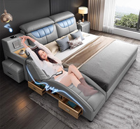 Luxus Tatami Multifunktionsbett, King Size, Queen, Polsterbett mit Massagefunktion, Kabelloses Laden, Doppelbett, Smart Bett, Schlafzimmermöbel