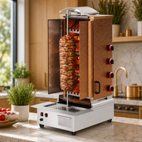 Machine à shawarma au gaz commerciale à 4 brûleurs, gril vertical rotatif pour kebab, en acier inoxydable, barbecue turc pour restaurant