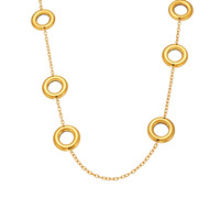 Chaîne de cou longue en acier inoxydable, cercle creux bicolore, plaqué or 18 carats, bijoux simples et polyvalents