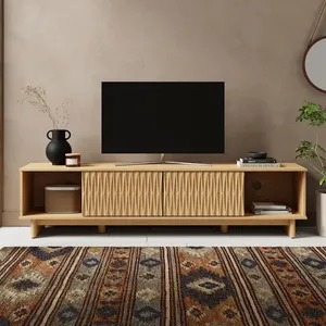 Thêm rộng TV đơn vị cho TV lên đến 75 ", khắc phía trước TV đứng với 2 cửa trượt 1 rộng ngăn kéo TV bảng, phòng khách TV tủ - Product Image 2
