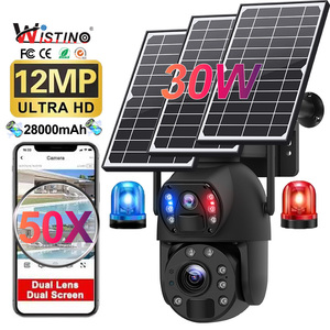Wistino 30W 12MP 24/7 긴 전력 50X 줌 듀얼 렌즈 4G 24 시간 작동 태양열 전원 공급 장치 태양 광 CCTV 보안 IP 카메라 - Product Image 1