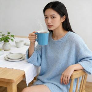 Tazas y Jarras de Porcelana HARVIT HY113-MC025, <span class=keywords><strong>Taza</strong></span> Minimalista de Gres <span class=keywords><strong>con</strong></span> Acabado Negro y Asa, de un Solo Tono - Product Image 6