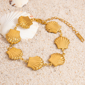 Stainless Steel <b>Bracelet</b> 18K Gold Plated <b>Shell</b> Charm Unisex Fashion Jewelry - Product Image 4