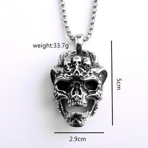 Yunnique-collar con colgante de calavera para hombre, de acero inoxidable, estilo Punk, diseño geométrico asimétrico, joyería de moda - Product Image 5