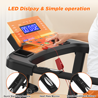 Caminadora para Personas Mayores con Pasamanos Largos, Silenciosa, Plegable, con Plataforma Amortiguadora, Pantalla LED, Máquina de Fitness para el Hogar