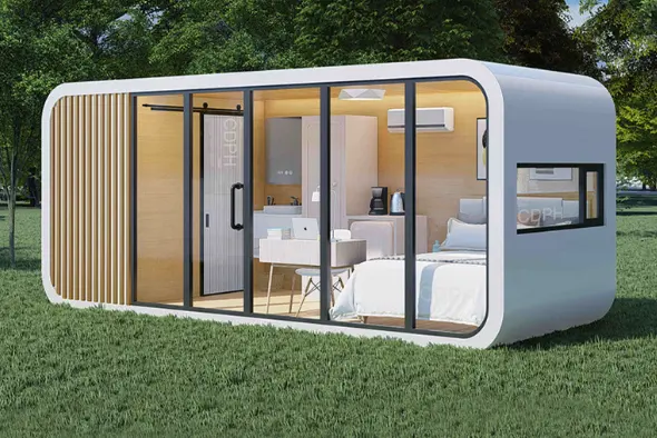 Modern Design Office Pod Geprefabriceerde Apple Cabine Containerhuis Luxe Draagbare 20ft 40ft Prefab Modulaire Kleine Huizen