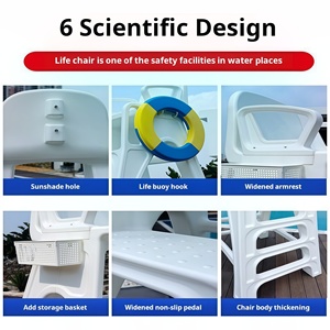 Chaise d'agent de sauvetage professionnelle pour <span class=keywords><strong>piscine</strong></span>, échelle, base en ABS robuste, siège en plastique, accessoires de sauvetage <span class=keywords><strong>et</strong></span> de sécurité antidérapants - Product Image 4