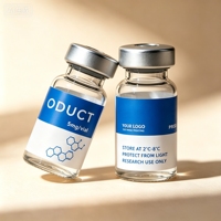 Autocollants en vinyle imperméables autocollants personnalisés pour étiquettes de flacons de peptides de 2 ml, 10 ml, 15 ml pour l'emballage de poudre de peptides bruts cosmétiques