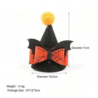 Chapeau de sorcier en feutre pour animaux de compagnie, thème Halloween, avec décoration yeux de chauve-souris et toile d'araignée, léger, accessoires photo pour fêtes, pour chatons et petits chiens