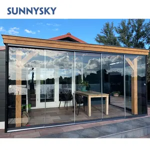 Sunnysky NFRC CE puertas corredizas de vidrio de aluminio marco estrecho personalizado para patio