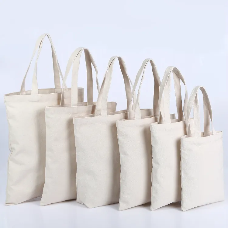 New White Canvas Shopping Bags Eco Reusable Foldable Shoulder Bag Large Handbag Fabric Cotton Tote for Women Shopping Bags