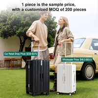 Valise à roulettes en aluminium avec cadre en PC de grande capacité, 24, 26, 28 pouces