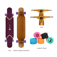 Skateboard bambu Pro papan panjang lengkap untuk anak, papan seluncur elektrik papan panjang kayu Maple lengkap 50 kustom untuk anak 46x9, 5 inci