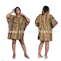 Ladies Beach Wear Kaftan Tops-Sommerkleid ung Damen Short Silk Kaftan Tuniken-Großhandel Kaftan Kleid